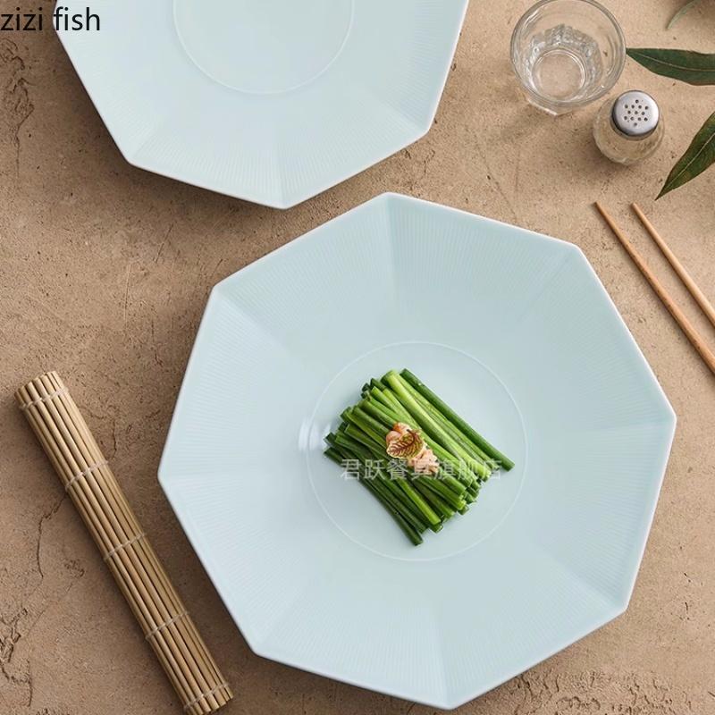 High Footed Ceramic Dining Plate Fruit Plates Sushi Plate Western Style Steak Plates Display Tray Dessert Bowl Dim Sum Dish Tray