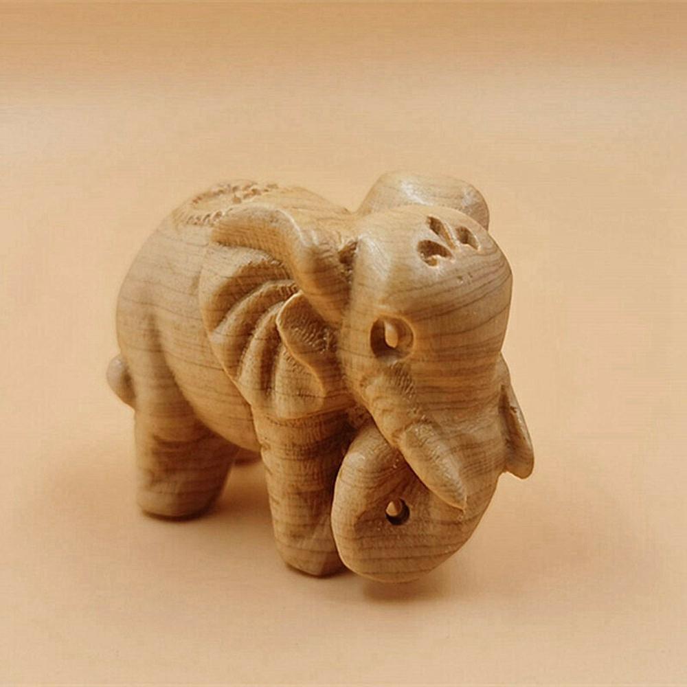 Car Ornament Micro Landscape Wood Elephant Figurines Mini Animals Statue Chakra Healing Lucky Charm