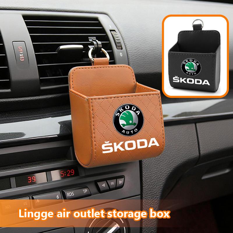 zbfwl3 For Skoda Car Interior Air Vent Storage Box Mini Phone Waste Storage Case Fabia Kamiq Superb Scala Enyaq-iV MK3 VisionS Yeti