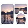 Beach View Bathroom Floor Mat Three-Piece Toilet Carpet Toilet Mat Set Door Mat Bathroom Non-Slip Mat
