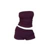 Women's Ruched Tube Top & Shorts 2 Piece Outfit Casual Sleeveless Bodycon Loungewear Set
