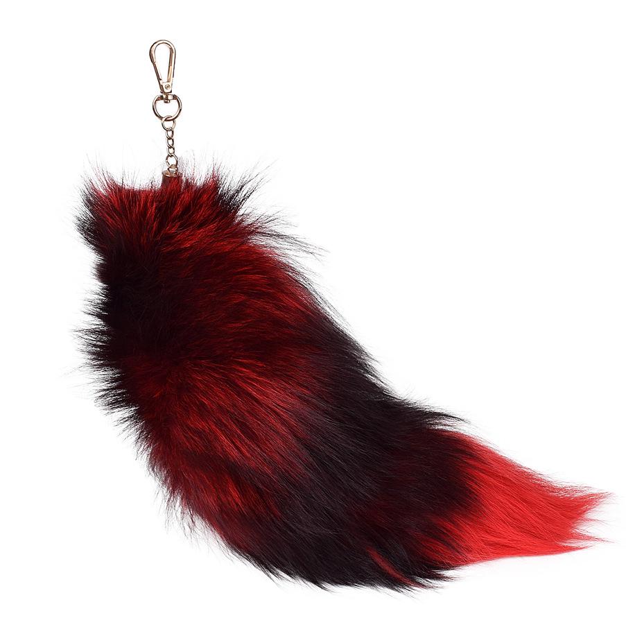 Silver Blue Real Fox Fur Pendant Charm - Women's Bag Accessory & Car Keychain