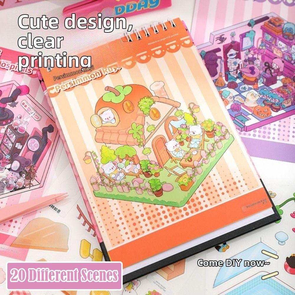 PET 3D Landscape Sticker Decompression 3D Pocket Cabin Scene Stickers Children Gifts