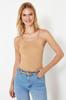 Women's Fashion New Blouse Green Strappy Basic Top Knitwear Blouse