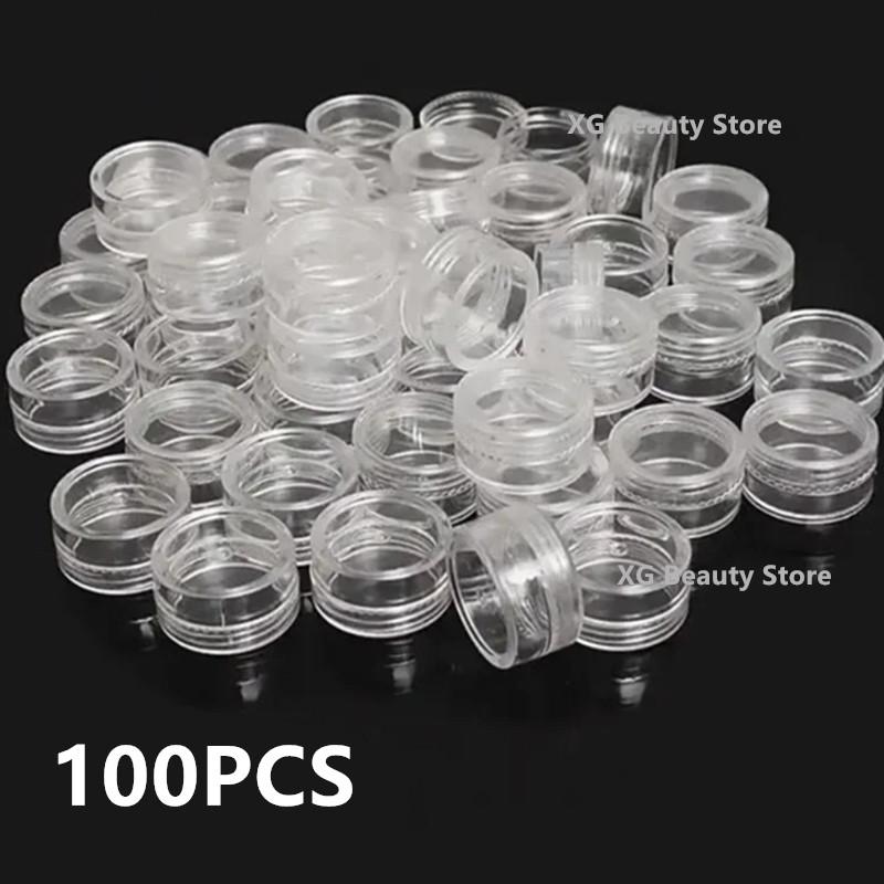 50/100/200pcs 2.5ml Mini Cosmetic Bottles Sample Bottle Clear Cream Jar Containers Transparent Pot For Nail Arts Small Clear Can