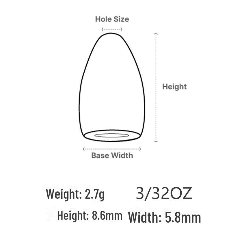 LUREPEAK Tungsten Bullet Sinking Fishing Weight - Anti-Line-Hurt, Long-Distance Casting, Anti-Hang Design