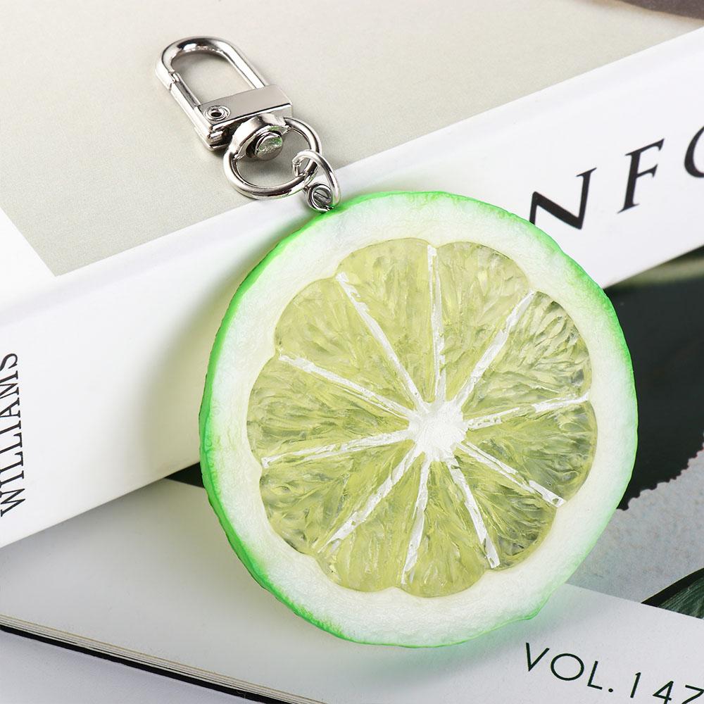 Food Lemon Slice Key Chain Orange Slice Simulation Food Key Ring Sweet Hot-dog Pendant Children