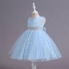 Sommer Kinder Mesh Prinzessin Kleid ärmelloses knielanges Kleid Blumenmädchen Puffkleid
