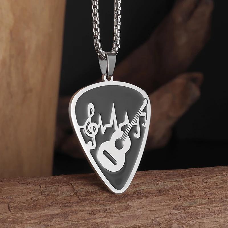 Retro Punk Music Guitar Necklace for Men Personalized Gothic Pendant Fashion Hip Hop Rock Singer Jewelry Gift