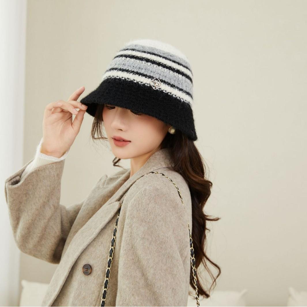 

Новая шерстяная шляпа Осень и зима Женская повседневная шляпа-ведро Теплая и бархатная модная шляпа Универсальная новая вязаная шапка average size