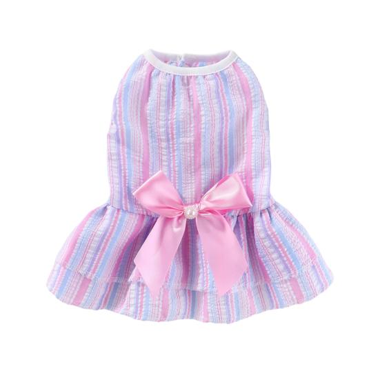 Puppy Princess Dress Striped Butterfly Skirt Pet Dog Outfit Soft Breathable Fabric Pet Skirts for Shih Tzu Fadou Corgi Teddy Bomei Bichon Frise