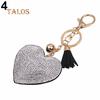 Women Romantic Key Chain Love Heart Shape Crystal Stone Tassels Bag Charms Keyring Trinket