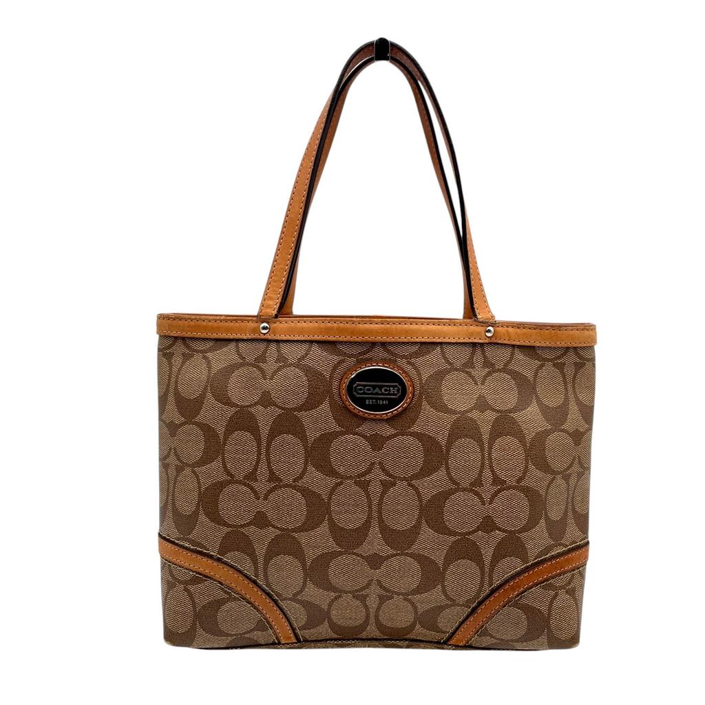 Used COACH Handbags / Mini Tote Bags Heritage Signature Heritage Top Handle Mini ToteHandbag Brown PVC/leather Women