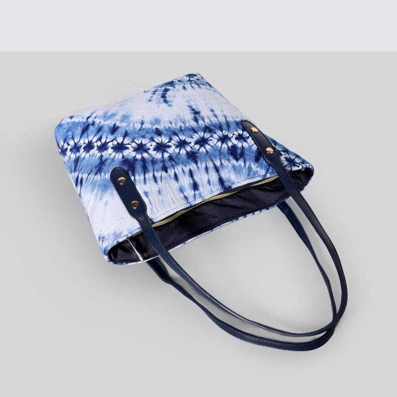Borsa Tote Tinta a Mano Stile Etnico, Borsa a Mano/Spalla di Grande Capacità per Donna