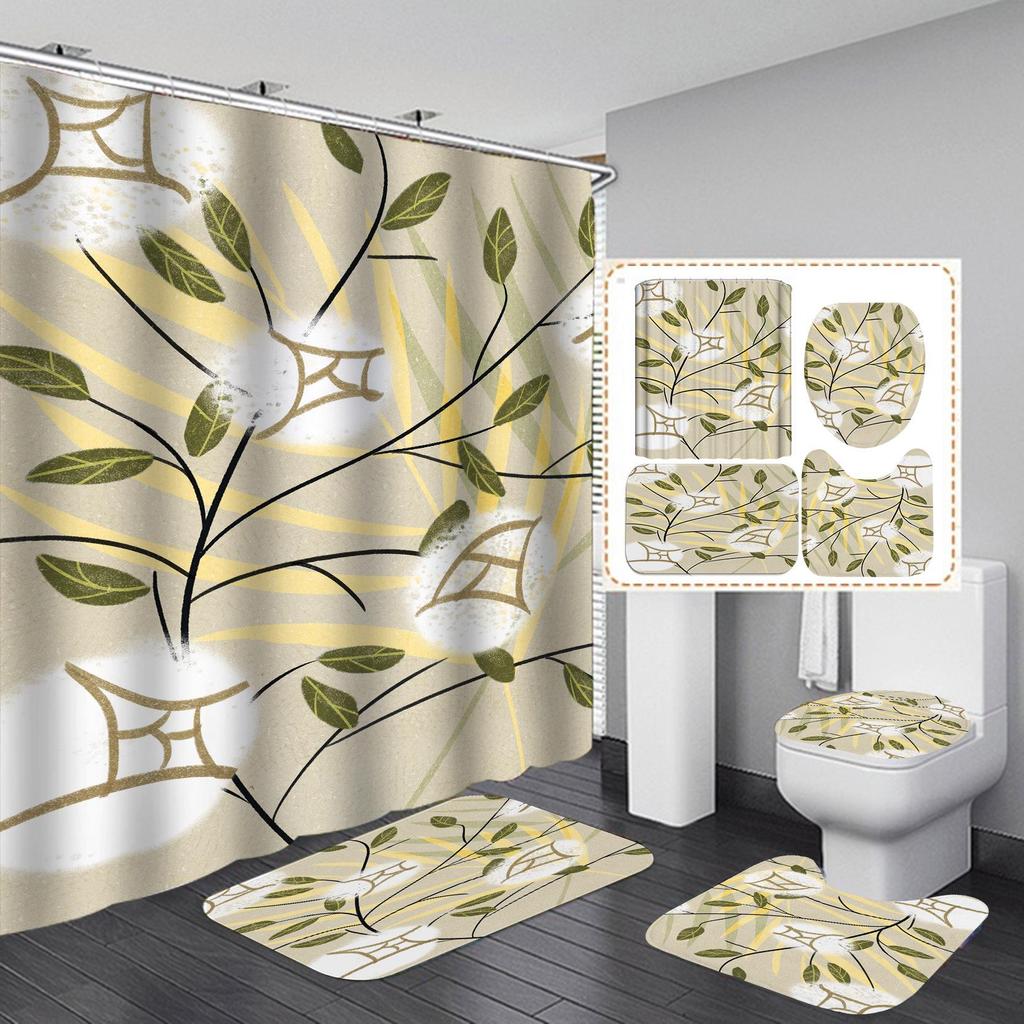Xiyin Waterproof High Definition Shower Curtain Set - Four-Piece, No-Drill Partition for Bathroom or Hotel.
