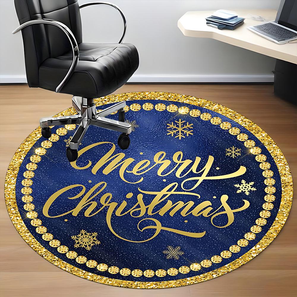 1pc Merry Christmas Decoration Carpet for Office Non-Slip, Round Carpet, Soft & Comfortable, Carpet for Office, Lightweight Round Floor Mat