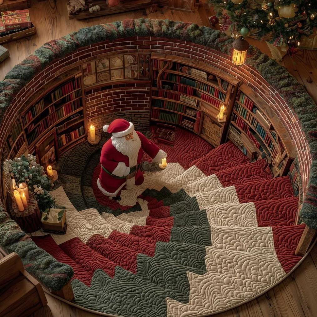 Christmas Cartoon Round Rug Waterresistant Carpet For Living Room Decor