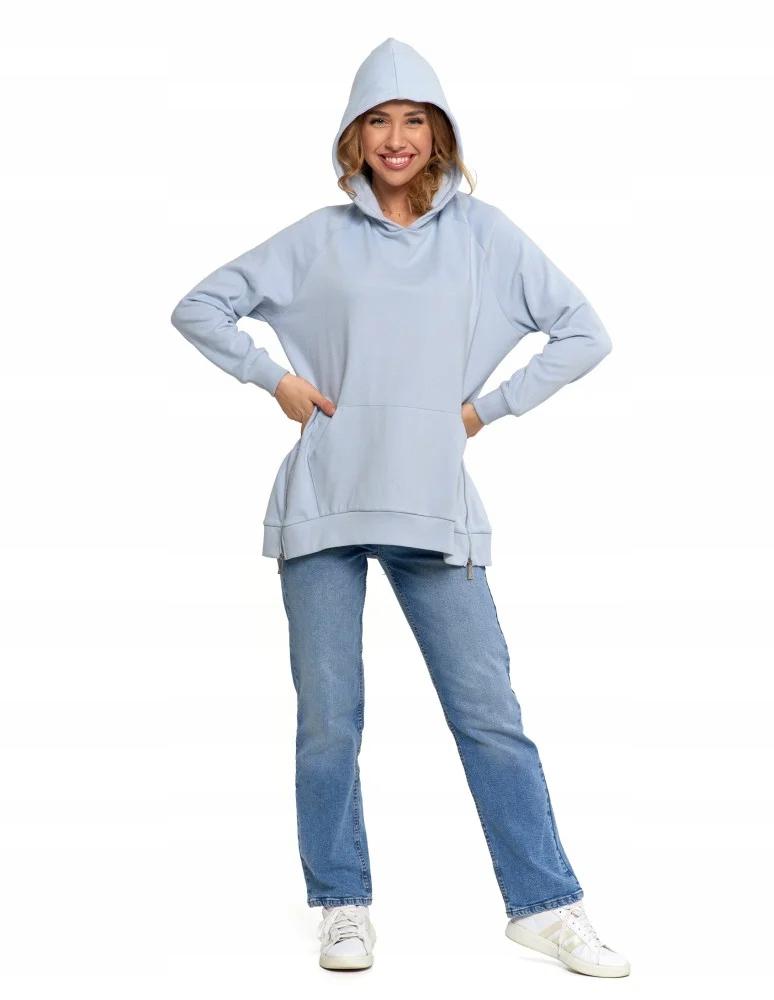 Women's Sweatshirt with Hood Cotton Fashionable Oversize Soft MORAJ S BLUE