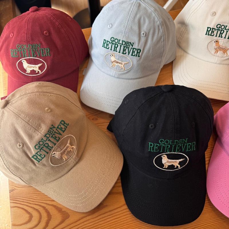 New Cute Golden Retriever Embroidered Letter Baseball Cap Female Soft Top Cotton Couple Versatile Cap