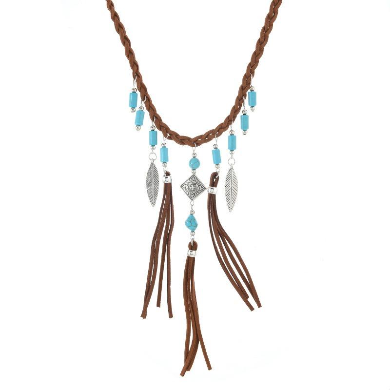 Bohemian Arm Necklace Women's Clavicle Chain Turquoise Tassel Arm Chain Vintage Vacation Accessories