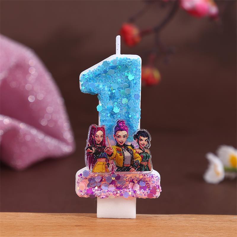 Nová Kpop Anime Démoni Lovci Téma 3D Digitální Svíčka Ozdoba na Narozeninový Dort Číslo 0-9 Svíčka Dětská Párty Doplněk Pomůcka Dárek