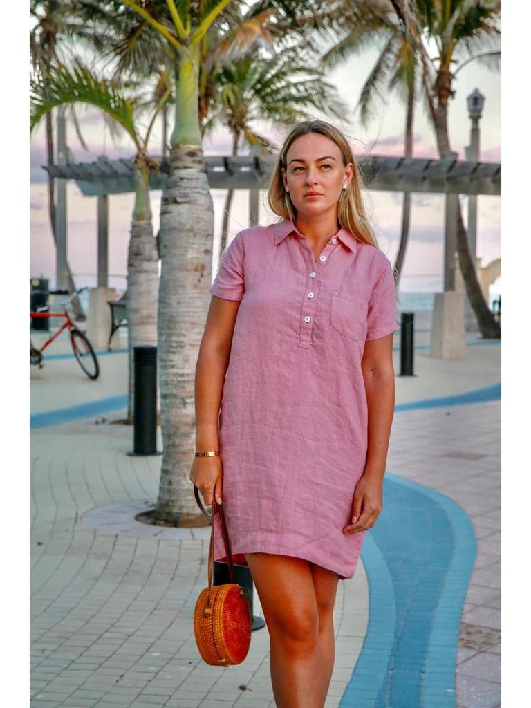 2023 European & American Cotton Linen Shirt Dress with Pockets & Buttons