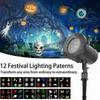 Outdoor Snowflake LED Projector Light 12 Patterns Christmas Holiday Party Waterproof Sound Activated Decor Gift Light