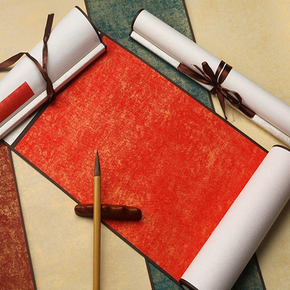 Chinese Style Gilded Rice Paper Scroll Calligraphy Paintings Mounting Scroll Artist