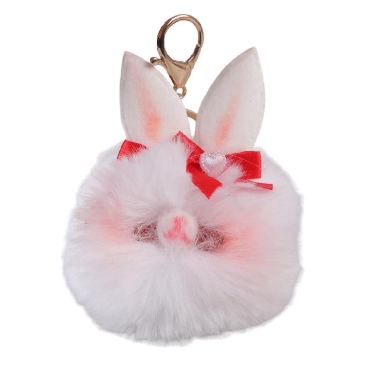 

Rabbit Charm Keychains Backpack Decoration Mini Plush Animal Pendant Car Keyring 1 червоний