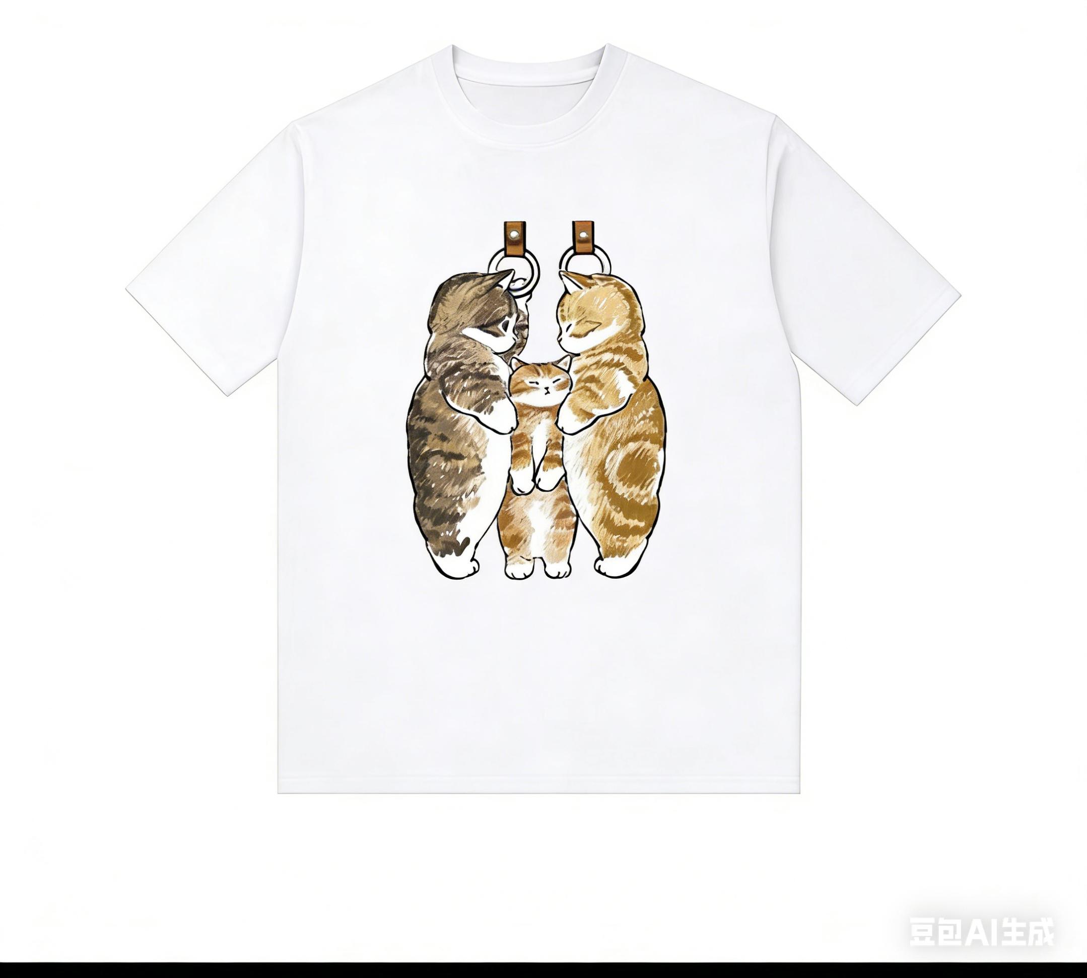 

Adult and Children Commuting Cat Necktie Briefcase Corporate Worker Stressrelief Cotton Tshirt S