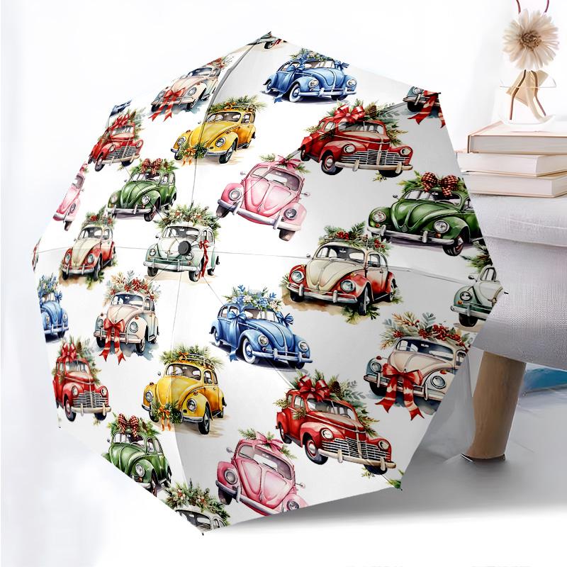 Cars Pattern Folding Umbrella Fashion Auto-Open 8 Iron Ribs Plastic Handle Foldable Sunshade Perfect Christmas Gifts
