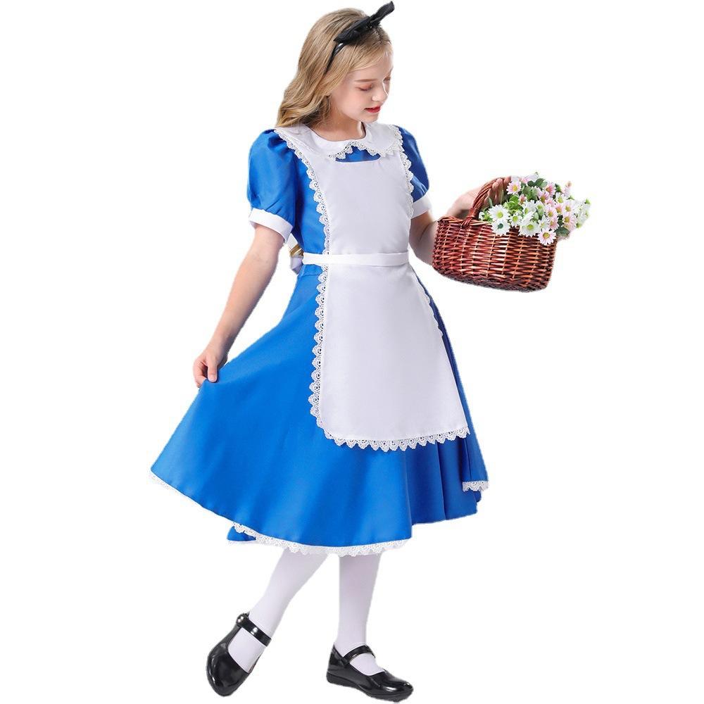 Cosplay-Export, Halloween-Kostüm Alice-Cosplay Anime-Maid-Kostüm Europäisches und Amerikanisches blau-weißes Maid-Kostüm Prinzessinnenkleid