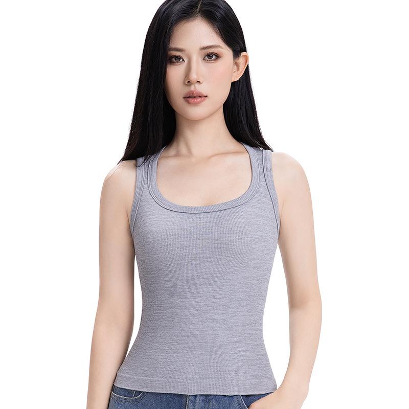 Women's Ribbed Tank Top - Sleeveless Wide Shoulder Base Layer for Concealing Armpit Fat