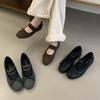 2025 nové saténové baletní boty dámské ploché podpatky nová vesnická barva kulatá špička mašle slovo se světlým lemem jedny boty
