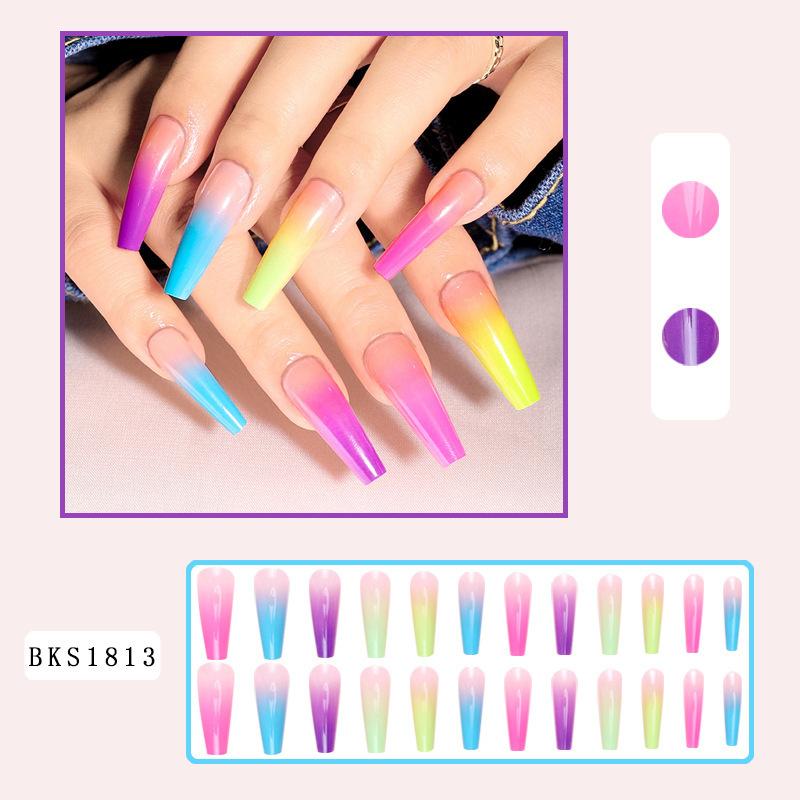 

Искусственные ногти Радужные длинные балетные ногти Наклейки для ногтей