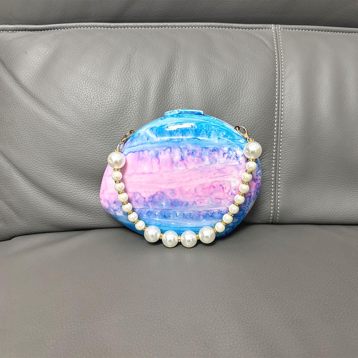 

Дизайнерская женская сумочка Goose Egg, необычная сумка для ужина на запястье с мраморной ракушкой и жемчугом