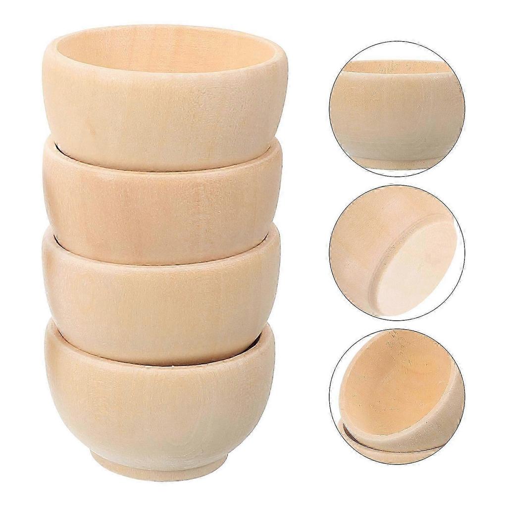 10Pcs Khaki Small Unfinished Wooden Bowls for DIY Crafts Decoration Durable Synthetic Material