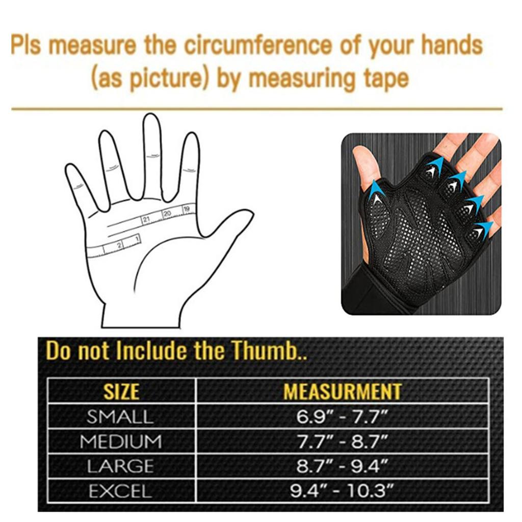 1 Pair Half Finger Gloves with Wrist Wraps Thickened Silicone Palm Gloves for Fitness Cycling Lifting XL