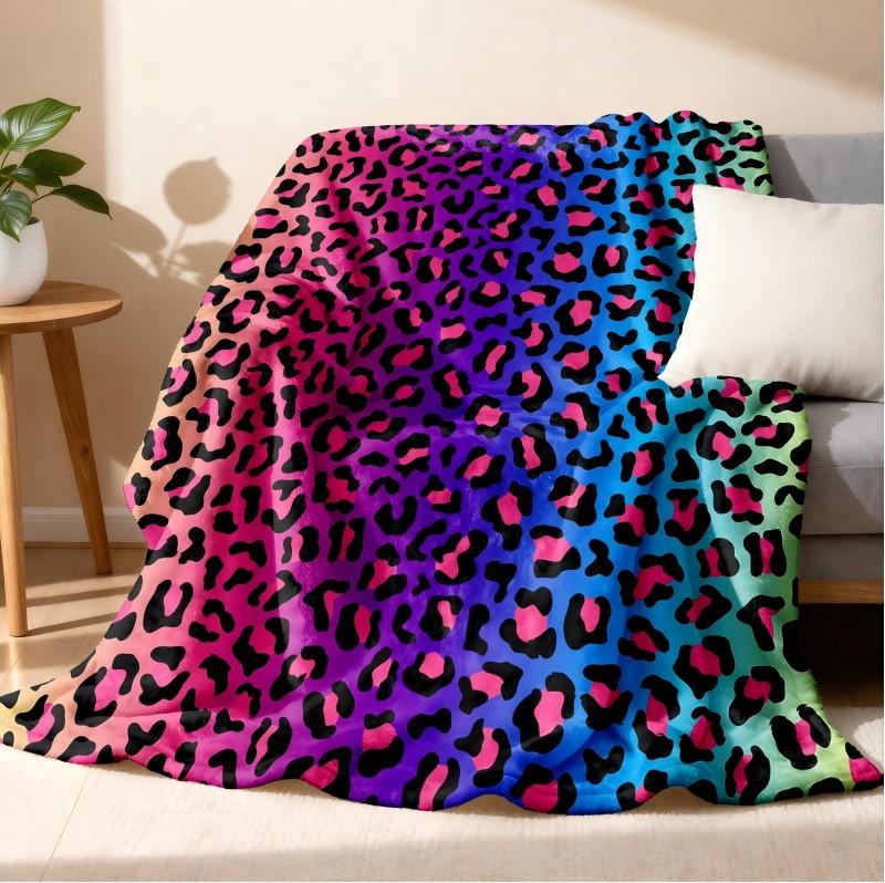 1 manta de franela con patrón de leopardo artístico, manta fina de franela con patrón de piel de vaca, mantas suaves y cálidas 75cmx90cm