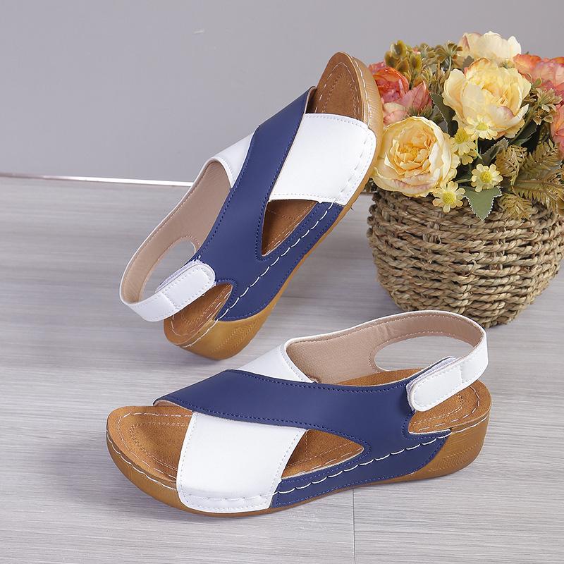 Women's Summer Cross-Border Platform Sandals - Plus Size, Open Toe, Thick Sole, Magic Tape Closure, European & American Style (Size 43)