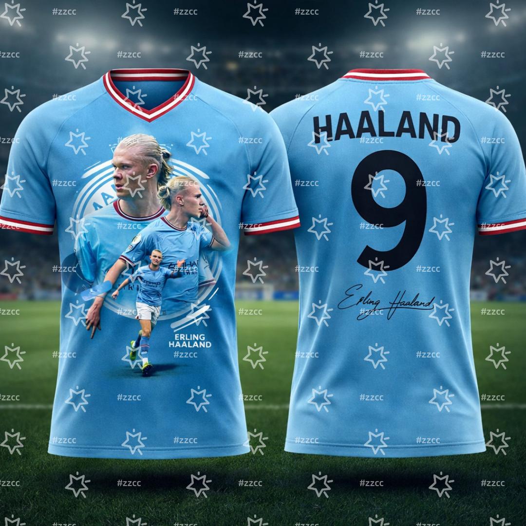 2026 Erling Haaland Nr. 9 Fußballtrikot Match & Trainingsset Sommer Sport Herren T-Shirt Kinderkleidung T-Shirt Y2k Frau XL