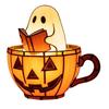 Ghost Reading Book Lamp Cute LED Ghost Reading in Pumpkin Cup Halloween Night Light for Bedroom Tabletop Decor