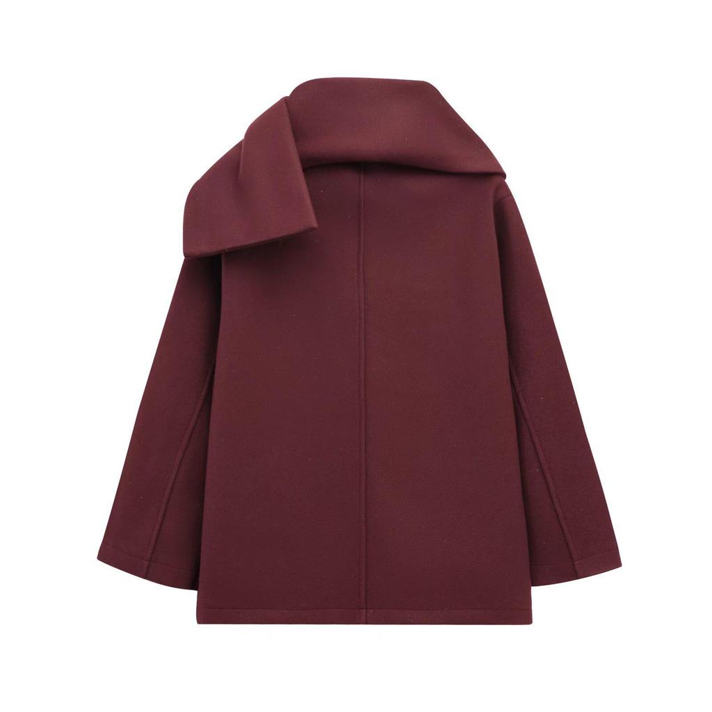 2024 Winter Damen Europäisch Amerikanischer Stil Langarm Übermantel mit Schal