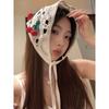 Knitted Triangle Headband Cute Little Cherry French Pastoral Style Headband Towel Handmade Crochet Headscarf Hat Girls