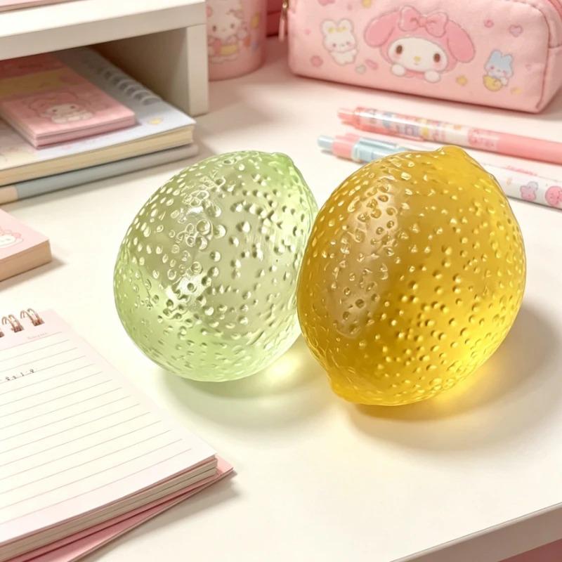 Transparent Lemon Maltose Squishy Toy Soft Slow Rising Fruit Squishy Ball Stress Relief Fidget Toy For Anxiety Gift Desk Decor