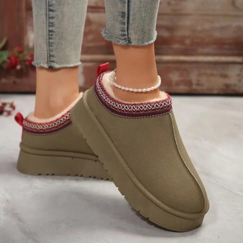 Fashion New Warm Winter Women's Wool Slippers Warm Platform Wool Slippers Women Sheepskin Slippers Snow Boots Cotton Shoes