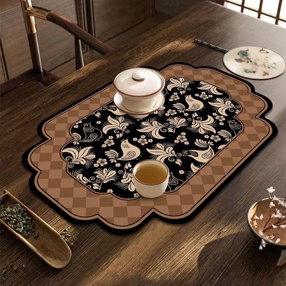 Diatomaceous Earth Kitchen Drain Mat, Custom-Shaped Insulated, Absorbent, Quick-Drying Placemat, Thickened, Wear-Resistant Bowl and Plate Mat