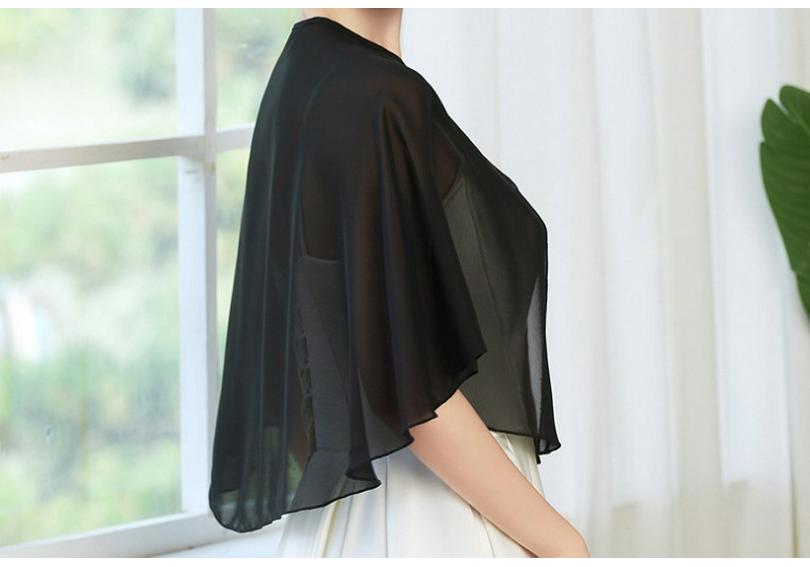 Women's Elegant Chiffon Evening Shawl - Short Cape Jacket for Weddings and Outdoor Events