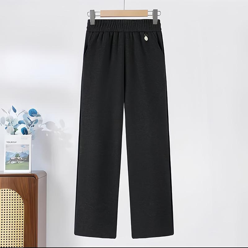 Women's Autumn/Winter High-Waisted Elastic Wool Trousers - Plus Size, Stylish & Loose Fit for Middle-Aged and Elderly Moms (2025 Collection)