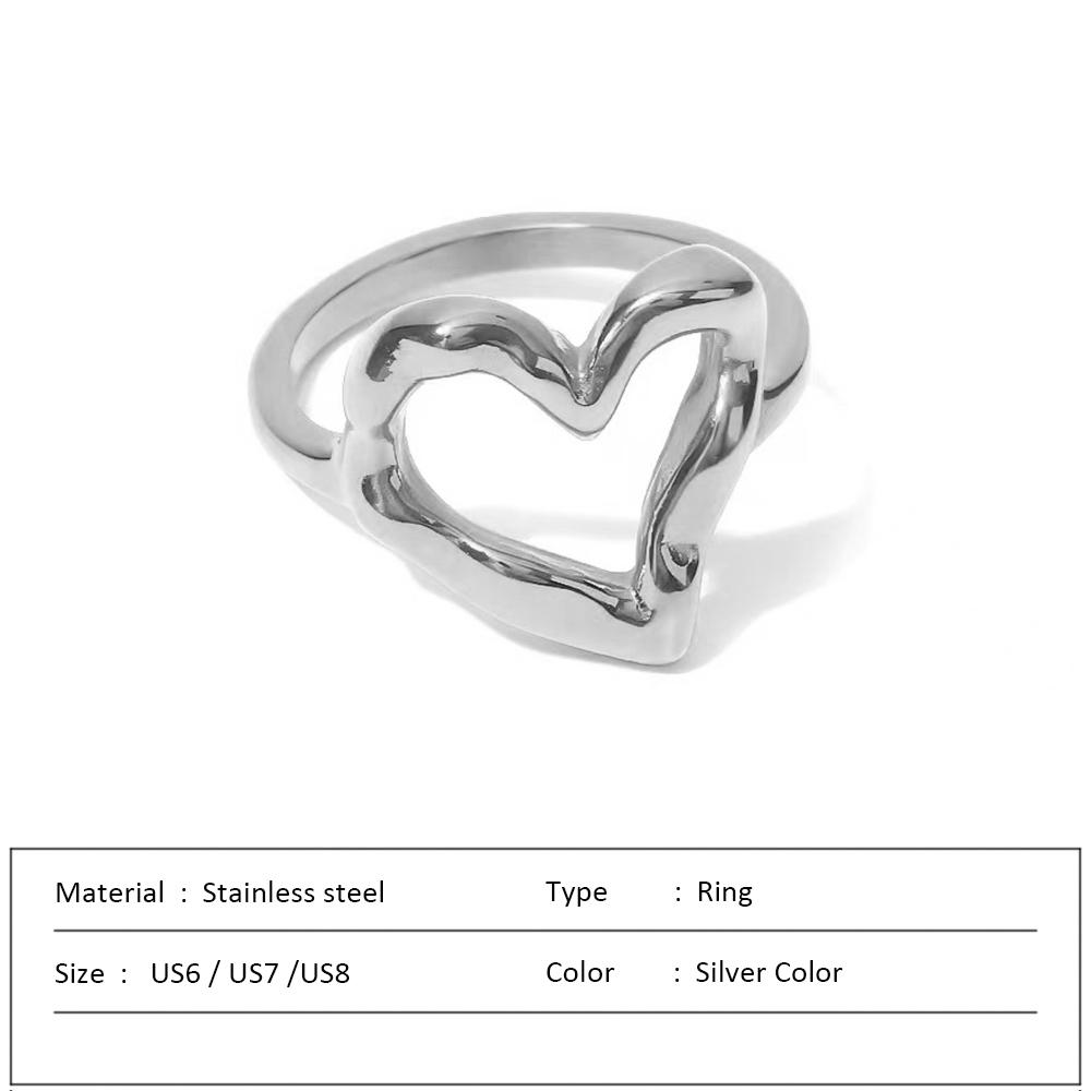 Stainless Steel Rings for Women Gold Color Love Heart Wedding statement Rings Stylish Jewelry Accessories Wholesale Dropshipping